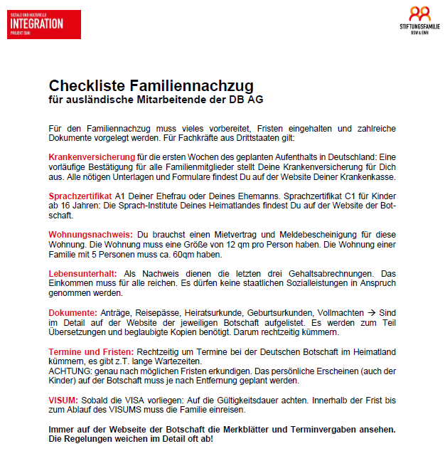 Checkliste SUKI Familiennachzug