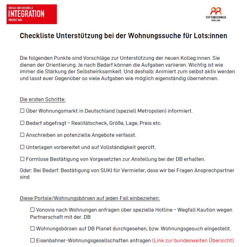 Checkliste Unterstuetzung bei der Wohnungssuche