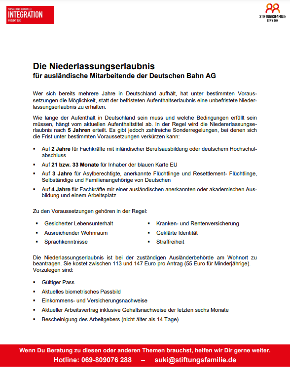 Infoblatt SUKI Niederlassungserlaubnis