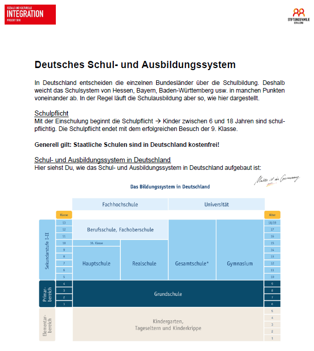 Infoblatt SUKI Schule und Ausbildung