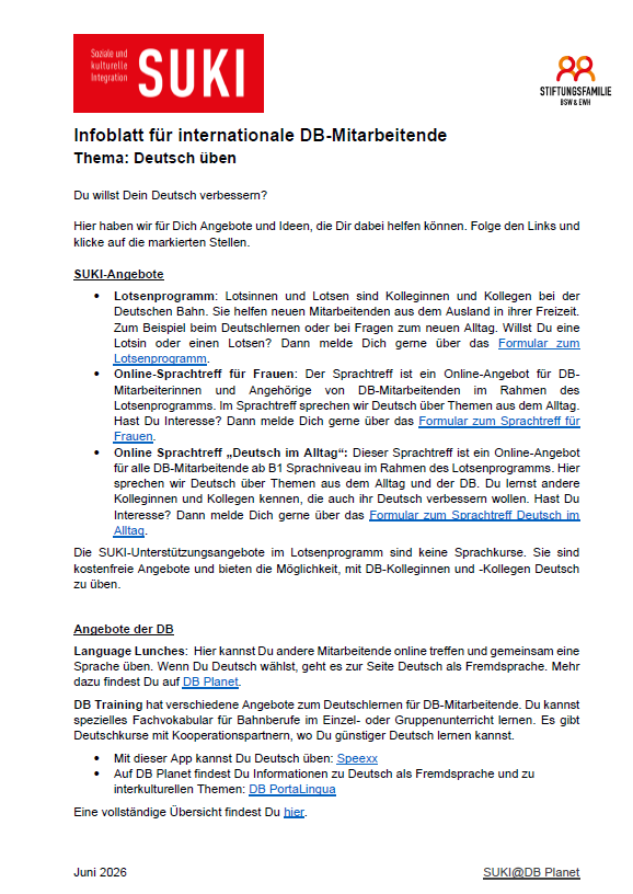 Infoblatt SUKI Tipps zum Deutschlernen